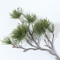 DIY decoración de bonsái, rama de pino Artificial verde, plantas de pino de lujo de plástico, plantas falsas realistas elegantes, decoración para sala de estar - details 6