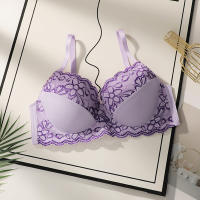 Sujetador de talla grande con diseño fino, espalda bonita, lencería sexy de talla grande con banda de acero para dar forma, color morado. - details 3