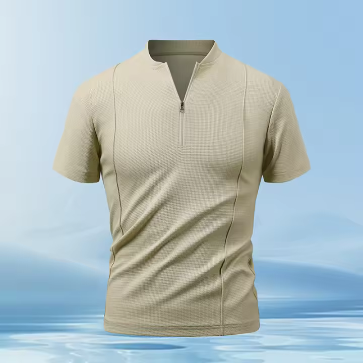 Camiseta de Hombre de Seda de Hielo de Verano Manga Corta, Suelto, Transpirable, Secado Rápido, Doble Abre - 1