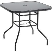 Mesa de jardín Mesa de comedor al aire libre Mesa de centro de vidrio templado Mesa de patio con orificio para sombrilla (cuadrado-80 x 80 x 72 cm) - details 0