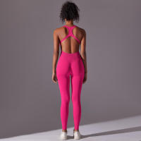 Body de Yoga de una pieza, conjunto de pantalones sin costuras, levantamiento de glúteos, Espalda descubierta, ropa sin mangas - details 5