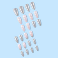 Uñas postizas rosas con decoración de brillo flash, uñas inofensivas con borde liso, salón de uñas para mujeres y niñas - details 2
