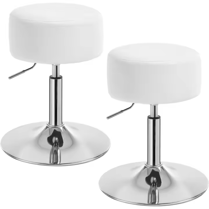 Taburetes de Maquillaje Redondos Pequeños Ajustables en Altura, 54-69 cm, Taburetes Bar Bajo PU para Tocador, Dormitorio, Oficina en Casa y Sala - 1