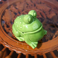 Adorno De Mesa Cerámico Rana Verde Ashtray Figura De Té Accesorio De Interiores Para El Hogar Decoración De Escritorio - details 5