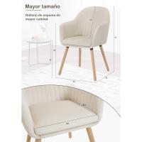 Silla de Comedor Estilo Vintage Juego de 1, Silla Cocina, Silla Nordica con Respaldo y Reposabrazos, Tela Pana, Estructura de Madera, Sillas para Tocador, Escritorio, Crema, EZS26cm-1 - details 35