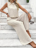 Conjunto de pantalones informales sin mangas para mujer, camiseta sin mangas, moda de verano 2025, nuevo estilo - details 5