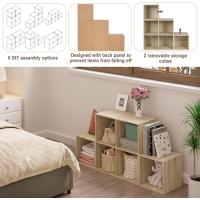 Estanteria Libreria con 6 Compartimentos, Estanteria de Almacenamiento de Madera, para Salon, Estudio y Oficina, Roble Claro, 90x30x90 cm - details 6