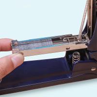 1 grapadora de escritorio que puede girar 360 grados, funcionamiento manual, suministros de oficina de negocios multifuncionales, negro, azul marino - details 3