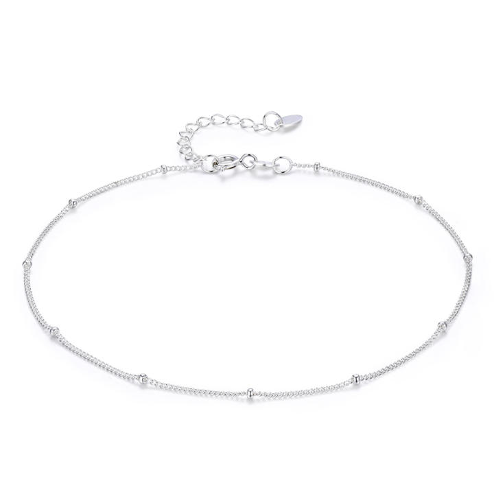 Pulsera de Cadena de Perlas Delgada de Plata Esterlina 925 Joyería Permanente para Mujeres