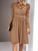 Vestido elegante de manga larga con cuello en V para mujer, ropa de calle de Color sólido, moda de viaje, otoño e invierno, 2023 - details 5