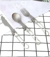 Juego de villa de titanio, cuchillo plegable, tenedor, cuchara para cocinar al aire libre, senderismo, picnic, suministros para acampar, equipo Bushcraft - details 5