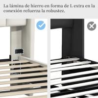 Cama Doble Tapizada 140 x 200cm Estructura de Madera y Metal Moderno Ideal para Adultos 2 Personas - details 7