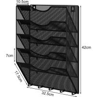 Soporte de Metal A4 con 8 Compartimentos Revistero Organizador de Pared para Oficina con 5 Ganchos - details 15