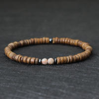 Pulsera de Coco Natural Estilo Vintage de Meditación de Madera Pulsera de Sanación de Hematita - details 4