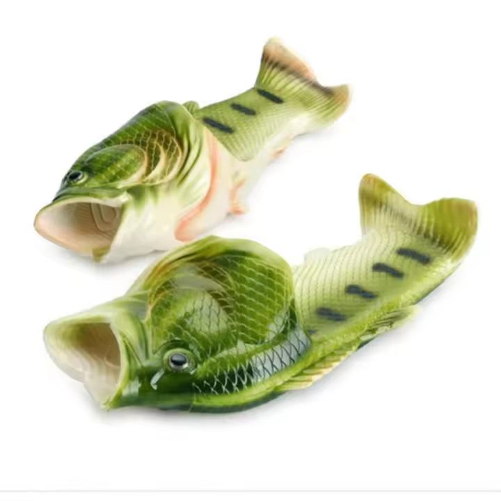 Zapatillas de pescado divertidas de talla grande a la moda, zapatos antideslizantes con forma de pez, ropa de playa, chanclas de plataforma para hombres y mujeres - 1