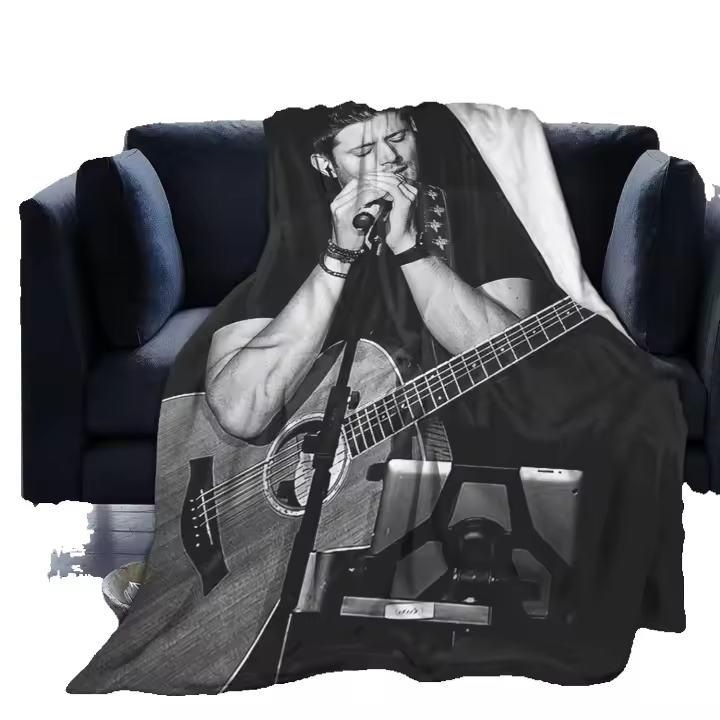 Manta de lana Jensen Ackles con estampado 3D para decoración de dormitorio y sala de estar. Cuidado de la manta: lavable en máquina o a mano. Producto recomendado para uso en casa viaje y campamento - 1