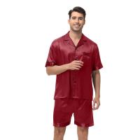 Conjunto de Pijama de Manga Corta para Hombre de Talla Grande Pantalones Cortos de Satén, Ropa de Dormir Fresca, Traje de Pijama Informal de Verano - details 28