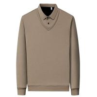 Conjunto de polo de dos piezas de manga larga falsa para hombre, camiseta informal de moda, top multifuncional cómodo para todas las estaciones, bloqueado - details 17