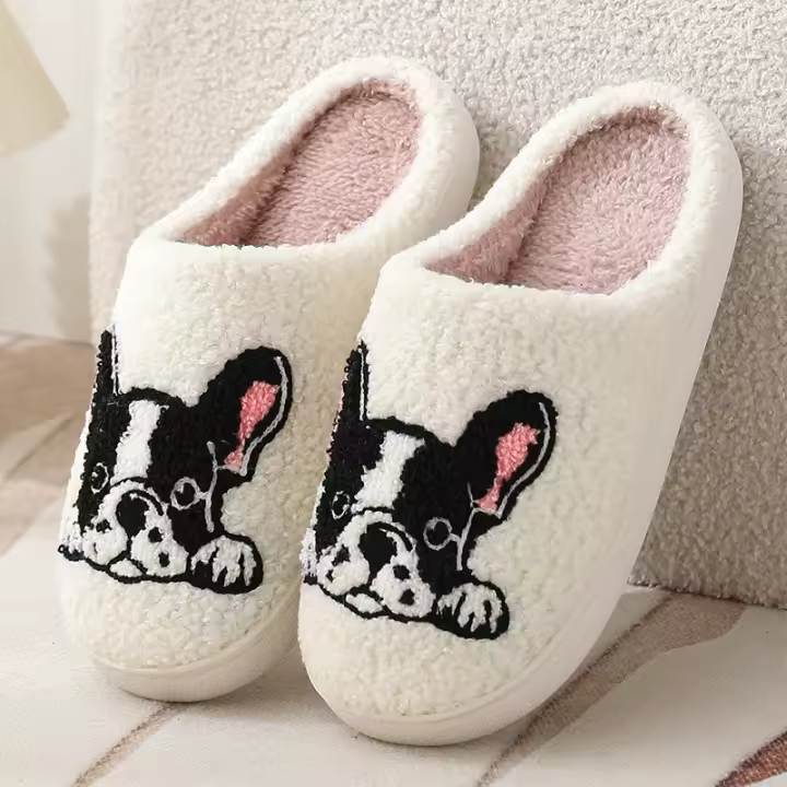 Nuevas parejas de otoño e invierno, lindas zapatillas de algodón para perros de dibujos animados - 1