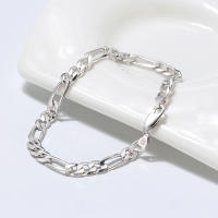 Pulseras de plata de ley 925 para hombre y mujer, cadena Figaro 925, Estilo Vintage - details 2