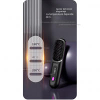 "Cepillo Rectificador Nuevo Inalámbrico con Iones Negativos, Moderno y Portátil, Suave para Cabello Liso y Brillante, Protector - details 5