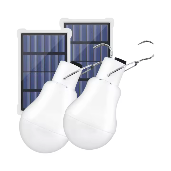 Bombillas Solar Portátiles con Temporizador y Control Remoto Luces LED de Emergencia Recargables por USB para Jardín Camping y Senderismo 2 Set - 1