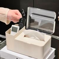 Caja de toallas de papel multifuncional a prueba de polvo, caja de almacenamiento de escritorio de plástico de diseño Simple, dispensador de servilletas impermeable para sala de estar - details 4