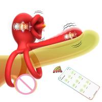 Anillo de pene con vibración inalámbrica Vibrador de doble motor de nueve frecuencias Vibración de dos puntos Eyaculación retardada Erección agrandada Juguete sexual para parejas Anillo para pene Sexy Rose Motor de vibración dual Eyaculación retardada Est - details 11