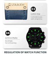 Reloj de Cinturón de Cuarzo CURREN 8346 Reloj Funcional Multipin con Calendario para Hombres - details 5