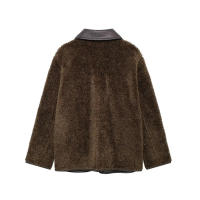 TRAFZA-abrigos reversibles para mujer, chaquetas marrones de manga larga con cuello vuelto y bolsillos, de una sola botonadura, a la moda, para invierno, 2024 - details 5