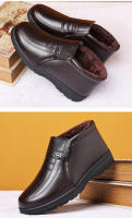 Zapatos casuales de algodón de cuero de caña alta antideslizantes de terciopelo cálido de invierno para hombres - details 5