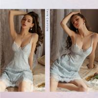 2025 Nuevo Profundo Corte V Bajo Camisón de Malla Puro Deseo de Mamma Conjunto de Ropa de Casa para Mujeres - details 17