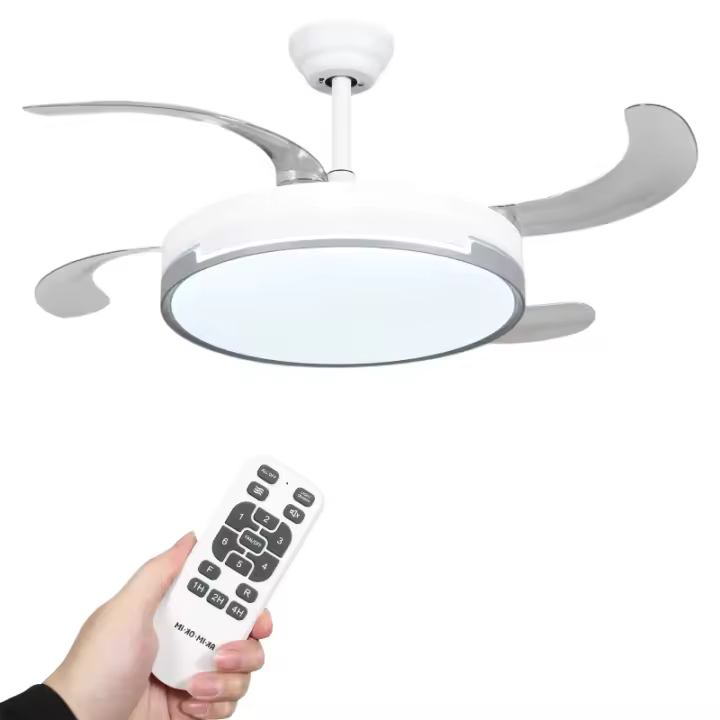 Ventilador de techo con luz LED 36W Blanco en 3 Temperaturas de Luz con Mando a Distancia -Motor DC Eficiente y Silencioso, 3 tonalidades, aspas desplegables retráctiles, 6 velocidades, control remoto, memoria, temporizador (ventilador-001 6990 D7) - 1