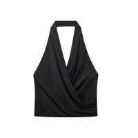 OUWU- top halter de satén a la moda para mujer, top elegante versátil plisado lateral sin espalda para mujer 2025 - details 2