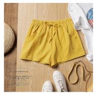 Pantalones cortos de lino para mujer, Shorts informales de algodón, de cintura alta, deportivos, color negro - details 13