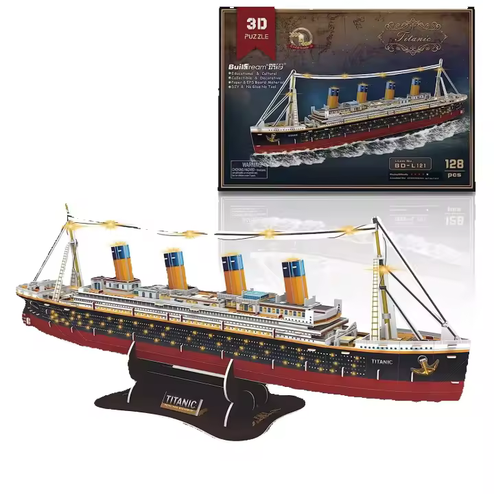 Fanbusa 3D LED Titanic Juguetes rompecabezas para adultos construir, escritorio grande decoración Ti - 1