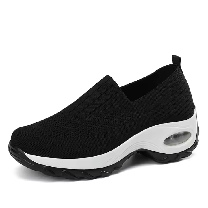 Atos informal apto para caminar de mujer, cómodos reposabrazos con plataforma y cojín de aire, negro - 1