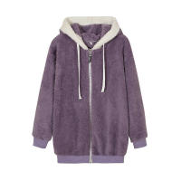 Chaqueta de lana cálida y holgada para mujer, talla grande, nueva, con capucha - details 12