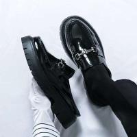 Nuevas zapatillas deslizantes de plataforma con brillo medio negro para hombre de moda, zapatos de diseñador informales, sandalias - details 3