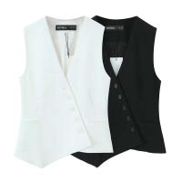 2025 nueva ropa casual para mujer diseño elegante retro serie de chaleco asimétrico europeo y americano - details 1
