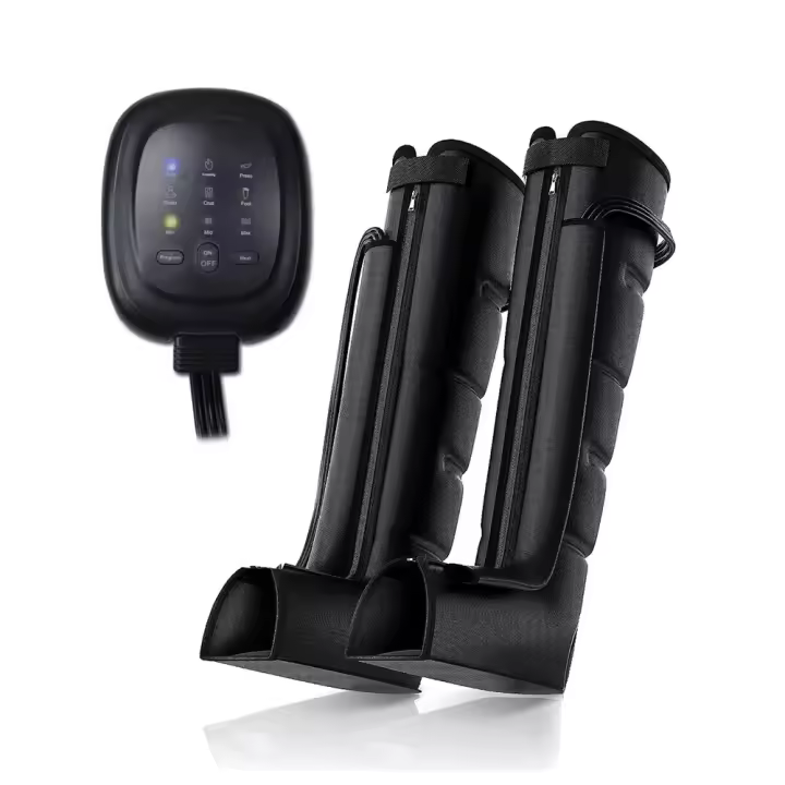 Botas de recuperación con compresión neumática - 4 cámaras de drenaje linfático, presión ajustable, alivio de la hinchazón y la fatiga muscular para las piernas - 1
