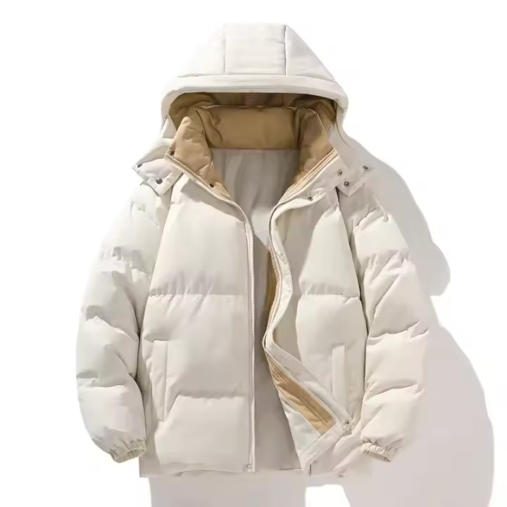 Wm de hombre de color liso, detallable con gorra, impermeable para invierno - 1