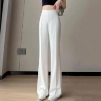 Pantalones de Traje de Verano para Mujer Pierna Ancha, Longa, Cintura Alta, Color Sólido, Ligeramente Acampanados Ropa de Trabajo Casual - details 1