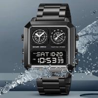 Reloj de Moda Luminoso Digital para Hombres Correa de Acero Inoxidable Resistente al Agua - details 2