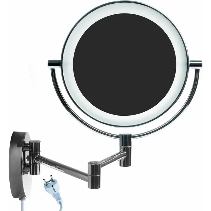 HIMRY LED Cosmetic 8,5 pulgadas 10X aumento, espejo de pared de maquillaje con luz y brazo articulado, espejos plegables para afeitar - 1