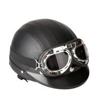 Casco de media piel con cara abierta para motocicleta, gafas UV con visera, estilo Retro Vintage, 54-60cm - details 0