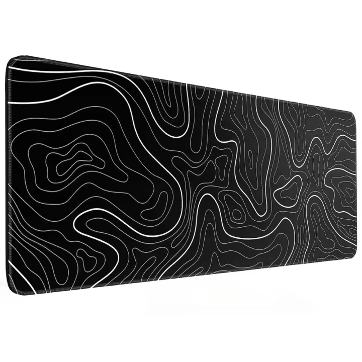1 Uds alfombrilla de ratón para juegos alfombrilla de teclado grande 31,5x11,8 pulgadas alfombrilla de ratón topográfica alfombrilla de ratón blanca y negra para teclado con Anti-Sl - 1