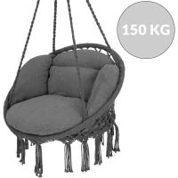 Silla Colgante 2 Cojines Asiento Ø65cm hasta 150Kg Tejido Antracita Hamaca Columpio Exterior Interior - details 7