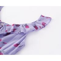 Vestido largo de gasa con volantes, cordón y estampado francés estilo retro de verano, entallado, ideal para vacaciones. - details 7