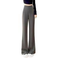 Pantalones de Traje de Verano para Mujer Pierna Ancha, Longa, Cintura Alta, Color Sólido, Ligeramente Acampanados Ropa de Trabajo Casual - details 10